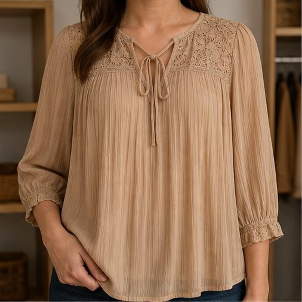 Rust Pleated Blouse - Picture 2 of 6